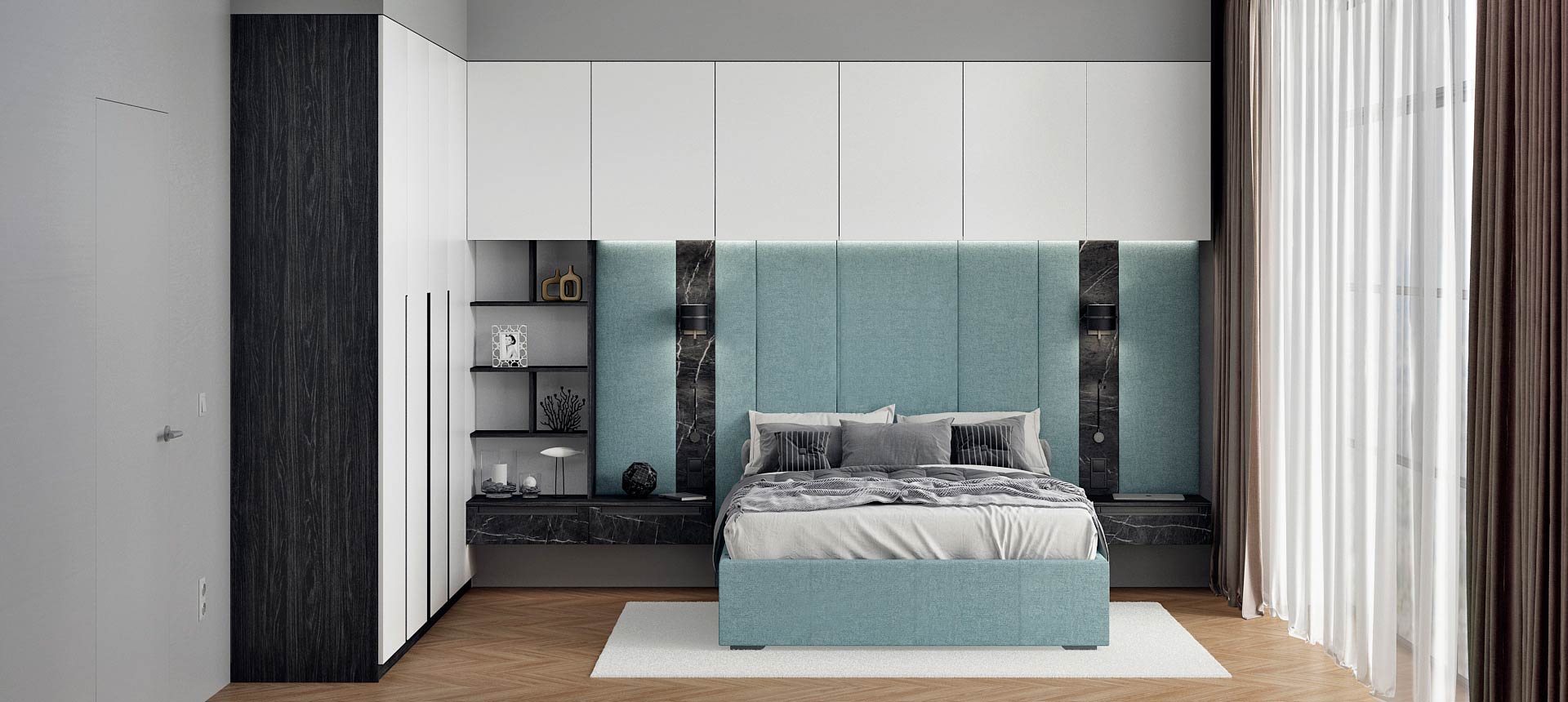 Белый / микровелюр NEWTONE цвет Aqua blue